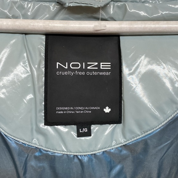 NOIZE Cruelty Free Outerwear Cropped Fit Puffer Jacket “Ice Blue” Size Large - Picture 6 of 13